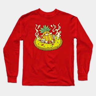 Cute Pineapple on Pizza Cartoon Long Sleeve T-Shirt